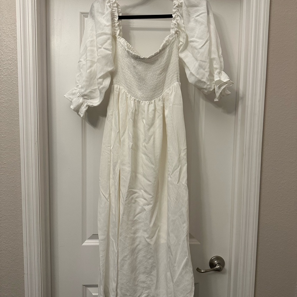 White Puff Sleeve Dress
